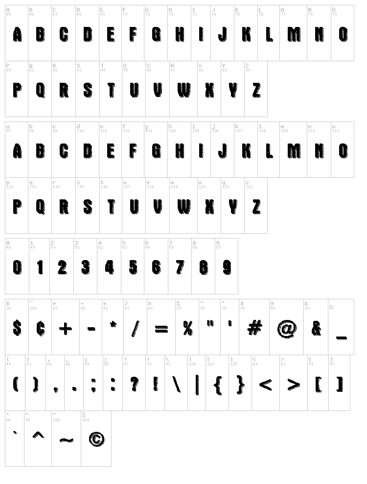 Double Slug font map